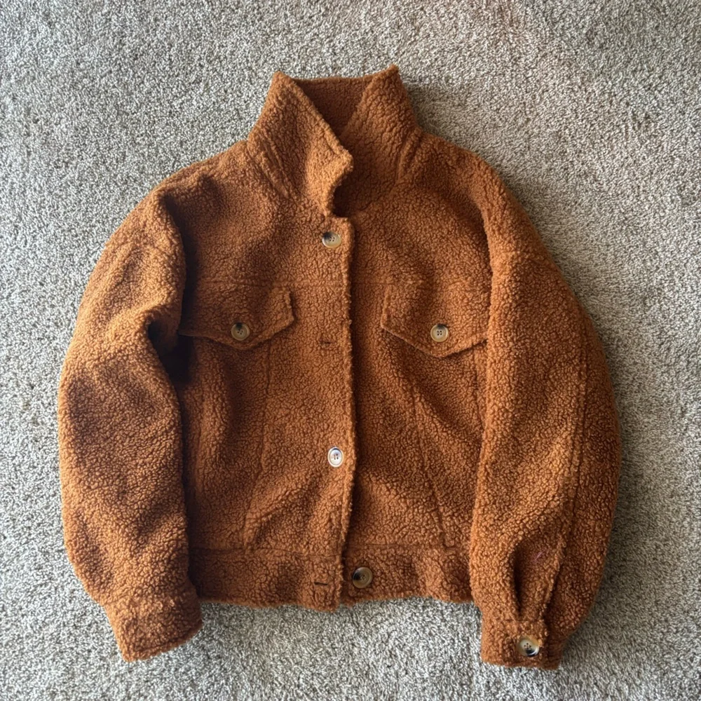 Roolee Brown Oversized Teddy Jacket